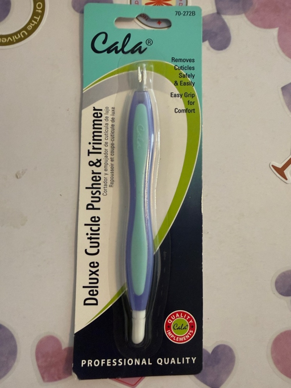 Cala Deluxe Cuticle Pusher & Trimmer - Teal and Purple
